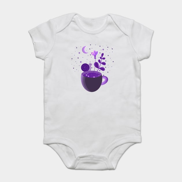 A purple snake in a mug Baby Bodysuit by Miruna Mares